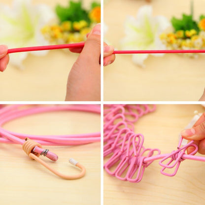 12 Clips Travel Elastic Clothesline