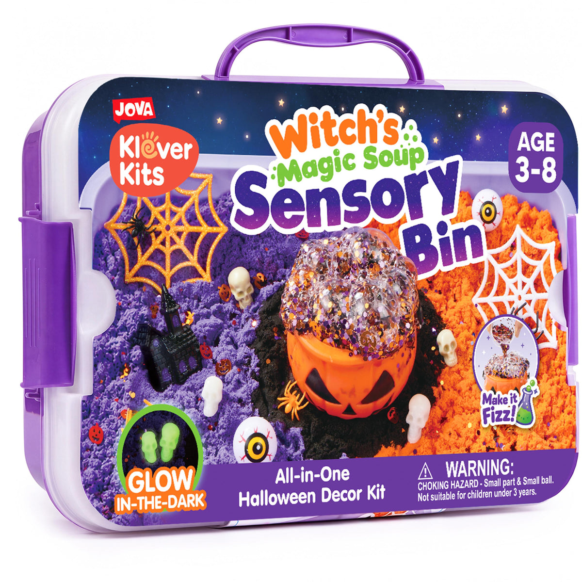 Klever Kits 3-in-1 Sensory Bin: Glow-in-the-Dark Sandbox & Castle Builder for Ages 3+