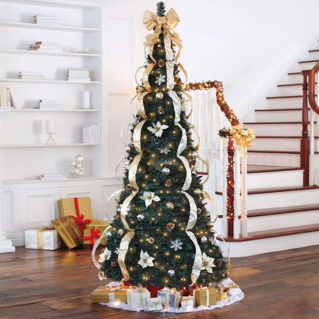 HolidayGlimmer 7½-ft Pop-Up Pre-Lit Christmas Tree