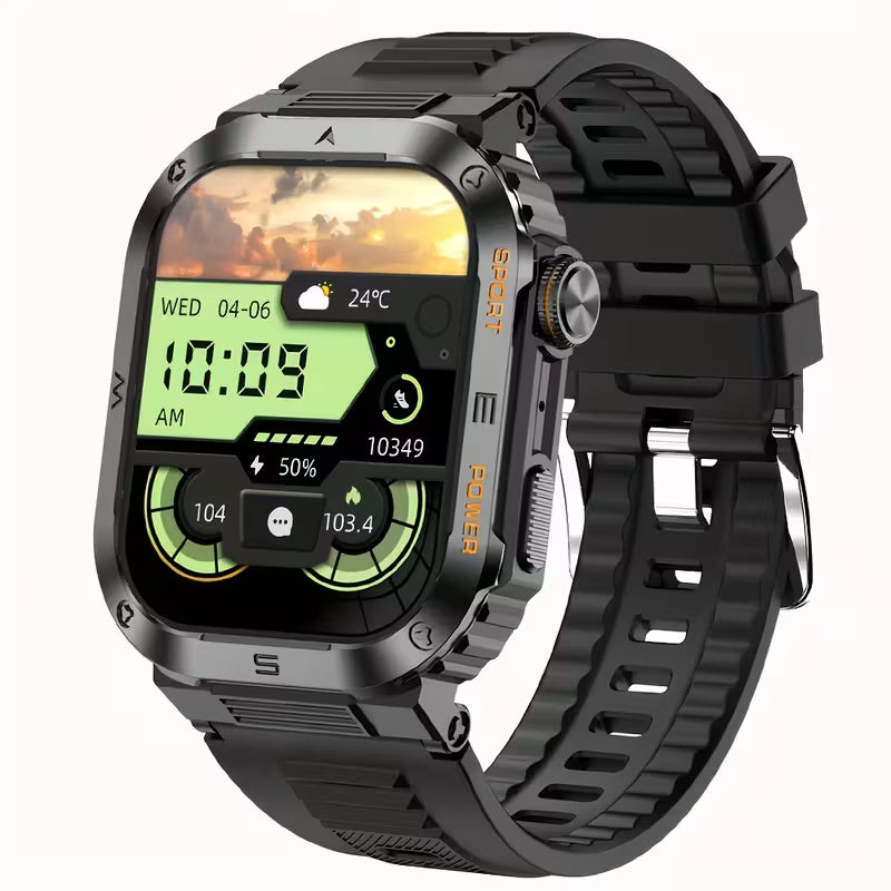 TitanTrek Rugged Smartwatch — Wireless Call, Outdoor Fitness.