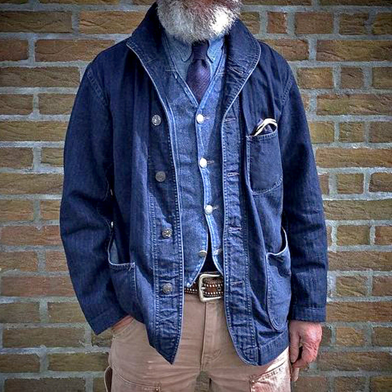 【24-hour shipping】Men's Vintage Denim Multi-Pocket Thin Jacket 34470147Y