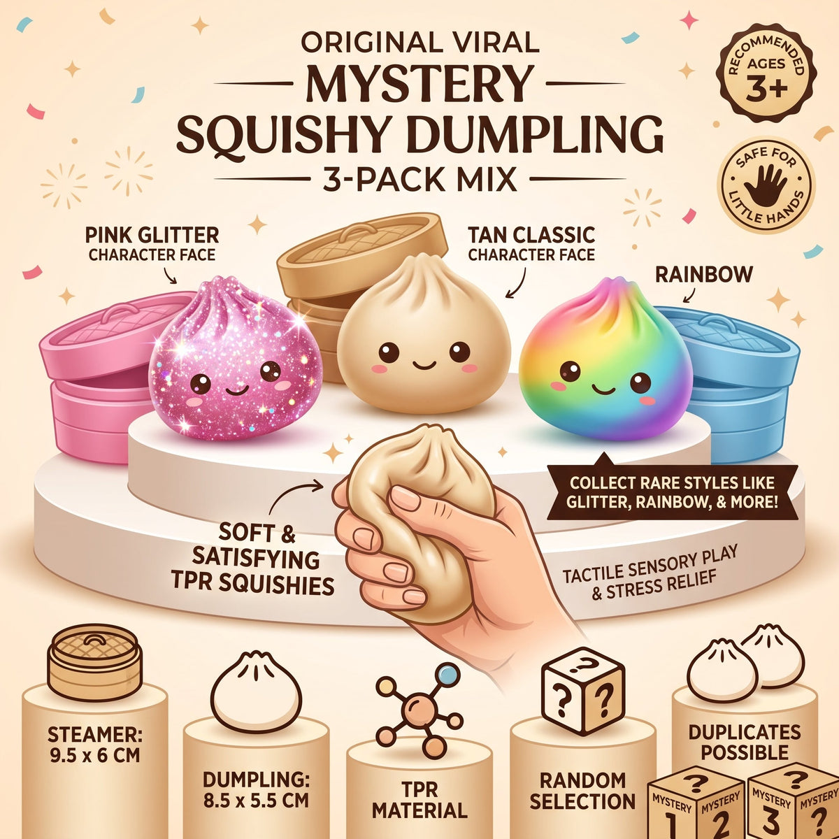 Vifinix Mystery Dumpling Squishies (3-Pack)