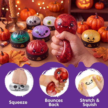Halloween Dumpling Stress Relief Toys, 12pcs with Steamer Storage
