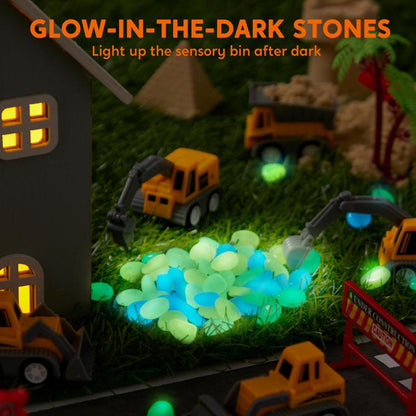 Klever Kits 3-in-1 Sensory Bin: Glow-in-the-Dark Sandbox & Castle Builder for Ages 3+