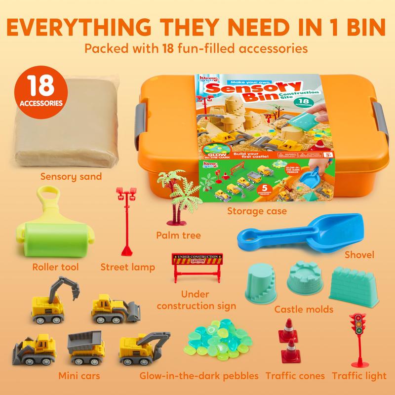 Klever Kits 3-in-1 Sensory Bin: Glow-in-the-Dark Sandbox & Castle Builder for Ages 3+