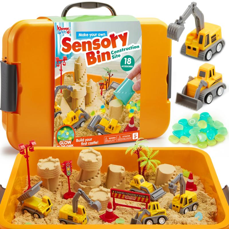 Klever Kits 3-in-1 Sensory Bin: Glow-in-the-Dark Sandbox & Castle Builder for Ages 3+