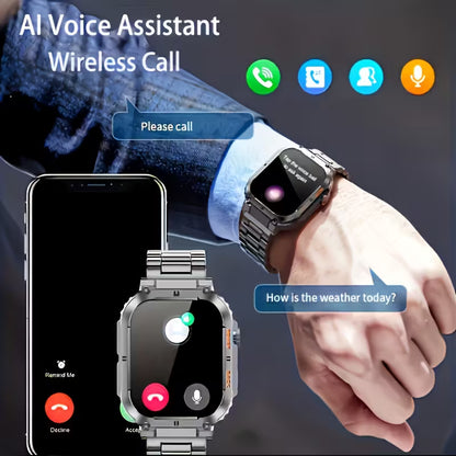 TitanTrek Rugged Smartwatch — Wireless Call, Outdoor Fitness.