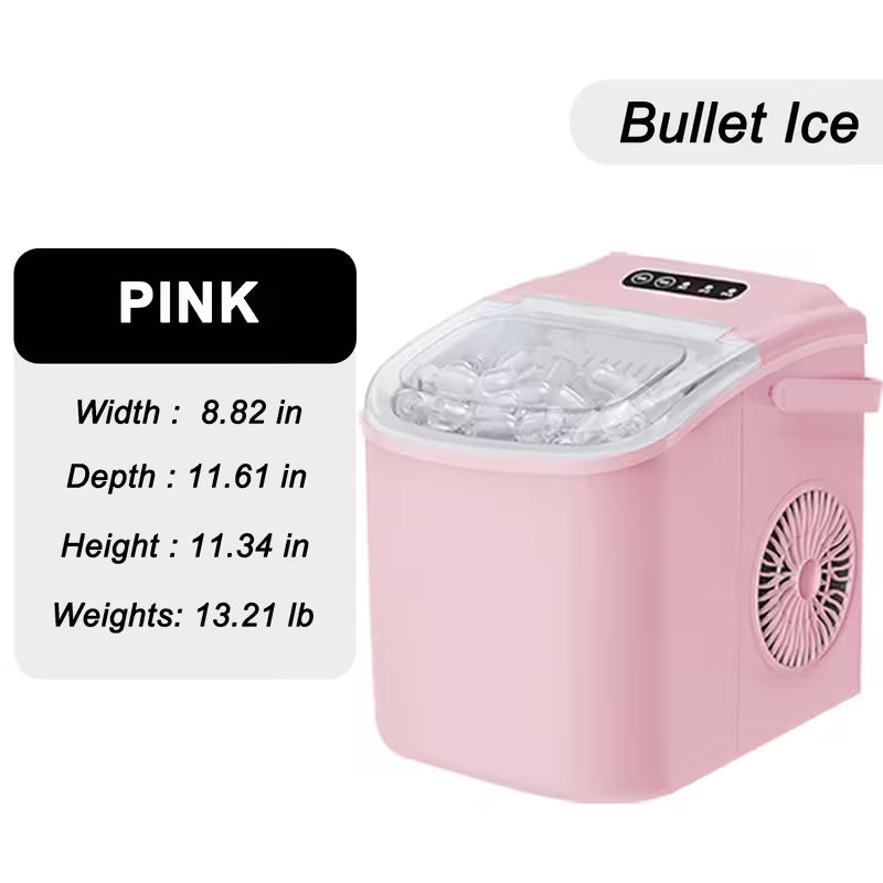 FrostFlow 26 — Countertop Ice Maker, 26 lbs/day, Portable with Handle + Basket & Scoop