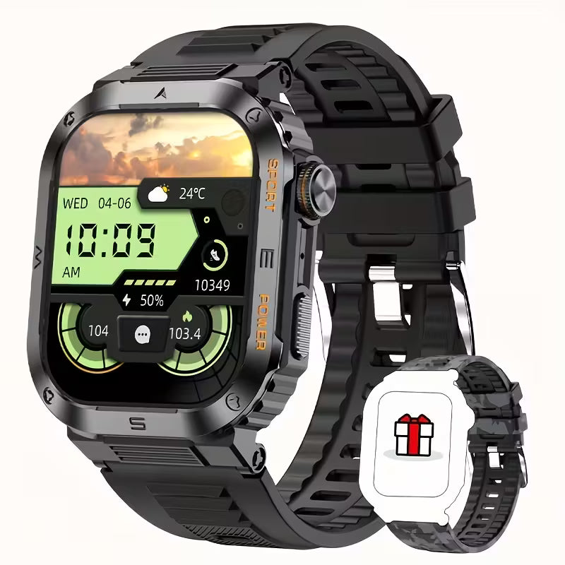 TitanTrek Rugged Smartwatch — Wireless Call, Outdoor Fitness.