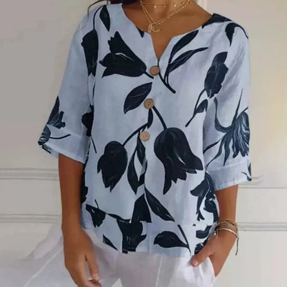 Alba - Floral V Neck Blouse