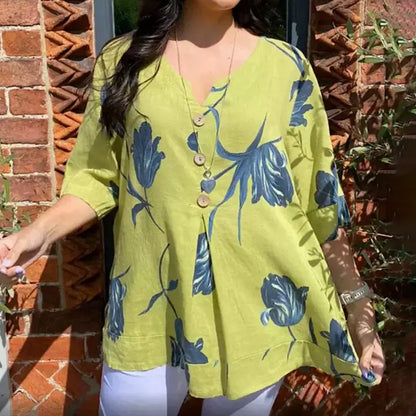 Alba - Floral V Neck Blouse