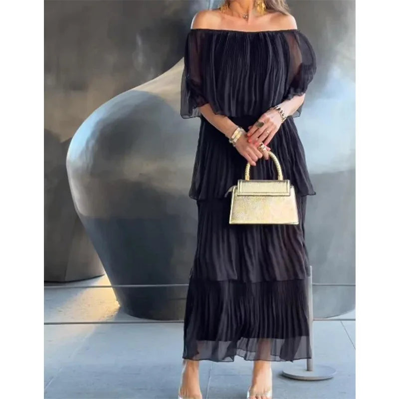 Katherine - Pleated Ruffle Dress