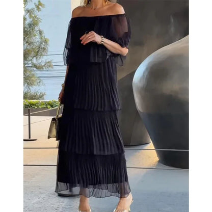 Katherine - Pleated Ruffle Dress