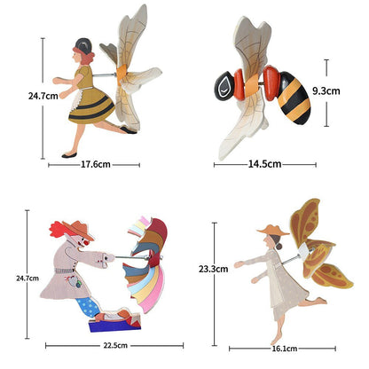 Miss Bee Garden Art Decor Whirligigs Wind Spinners